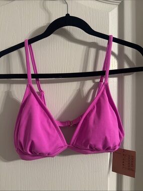 Shade & Shore Hot Pink Ribbed Triangle Bralette